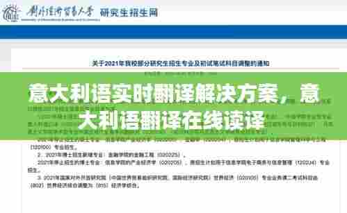意大利语实时翻译解决方案,意大利语翻译在线读译