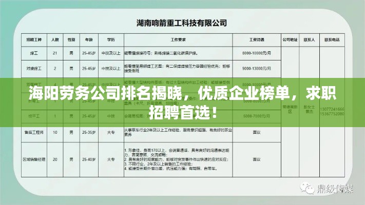 海阳劳务公司排名揭晓，优质企业榜单，求职招聘首选！