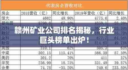 赣州矿业公司排名揭秘,行业巨头榜单出炉!