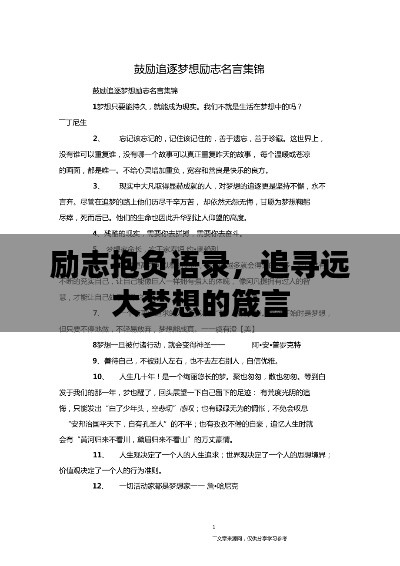 励志抱负语录，追寻远大梦想的箴言