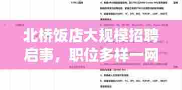 北桥饭店大规模招聘启事，职位多样一网打尽！