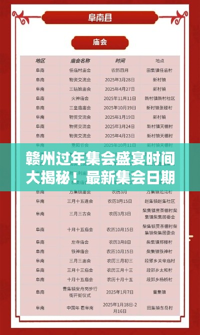 赣州过年集会盛宴时间大揭秘！最新集会日期表不容错过
