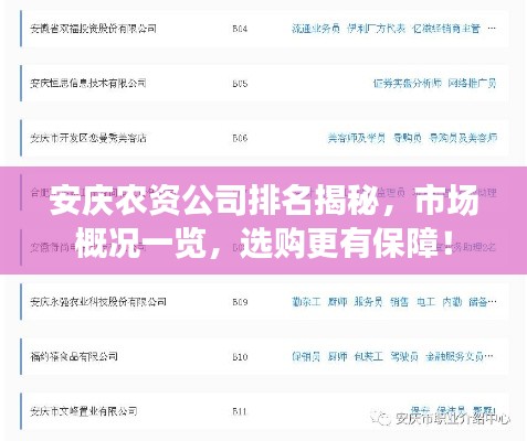 安庆农资公司排名揭秘，市场概况一览，选购更有保障！